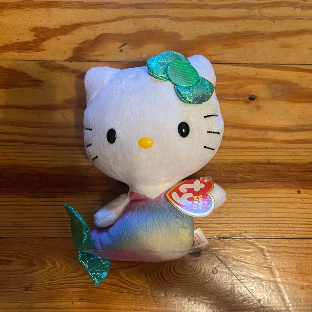 TY Sanrio Hello Kitty Mermaid Plush 6" Rainbow Tail 2014